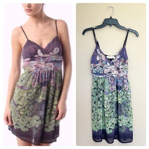 Anthropologie Staring At Stars Mini Chiffon Dress - Picture 1 of 11